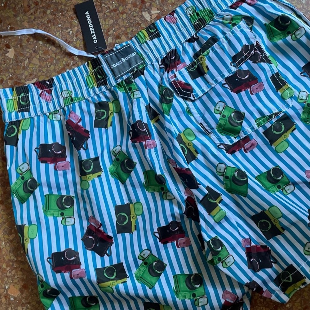 Calzedonia Coast Miami Retro Camera Striped Swim Shorts Trunks Size L
